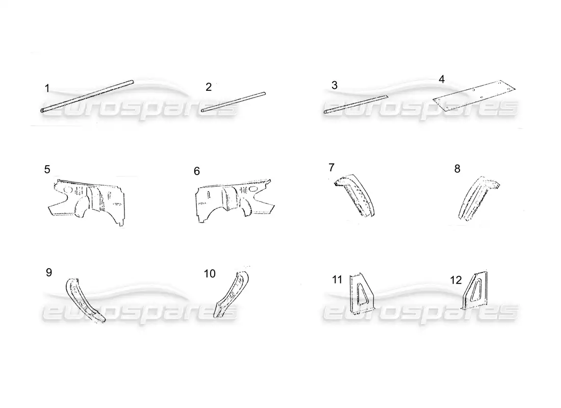 ferrari 250 gt (coachwork) piezas del chasis (continuación) diagrama de piezas