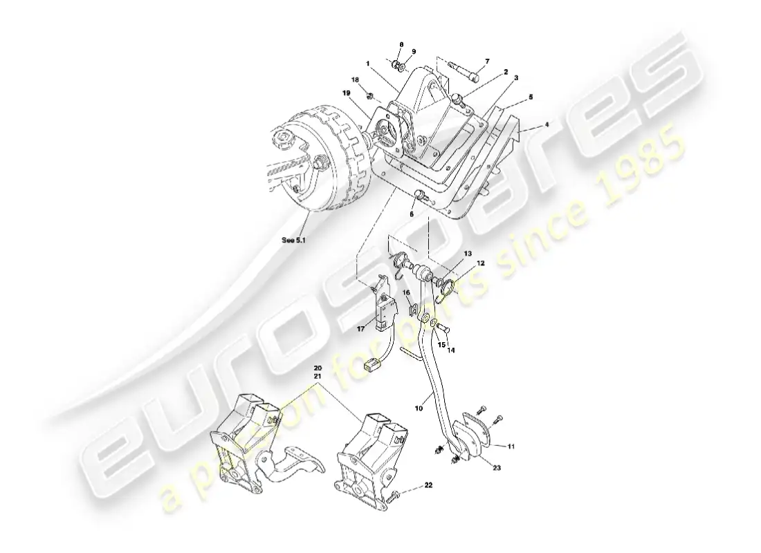 aston martin vanquish (2005) cubre pedal diagrama de piezas