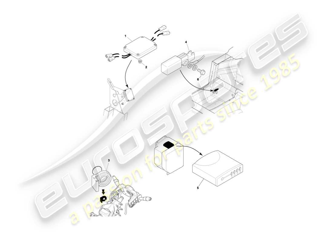 aston martin vanquish (2006) módulos de control electrónico diagrama de piezas