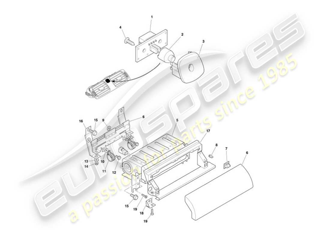 aston martin vanquish (2003) diagrama de piezas de fascia y molduras