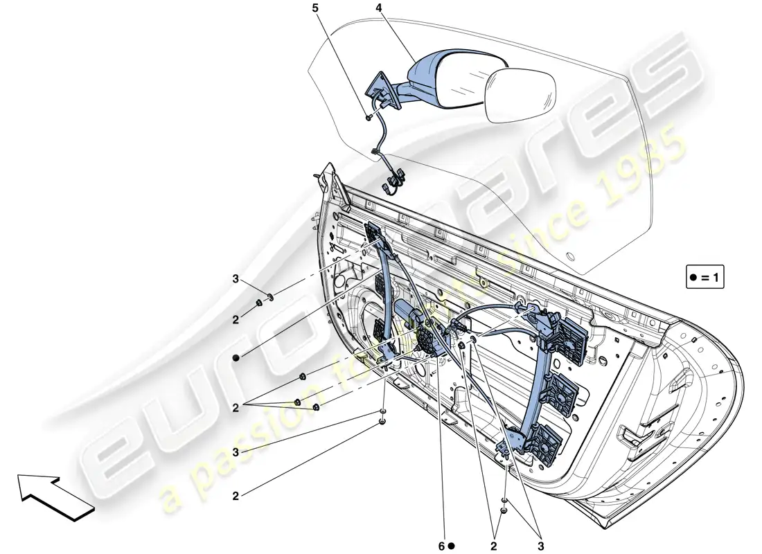 ferrari f12 tdf (europe) puertas - ventana eléctrica y espejo retrovisor diagrama de piezas