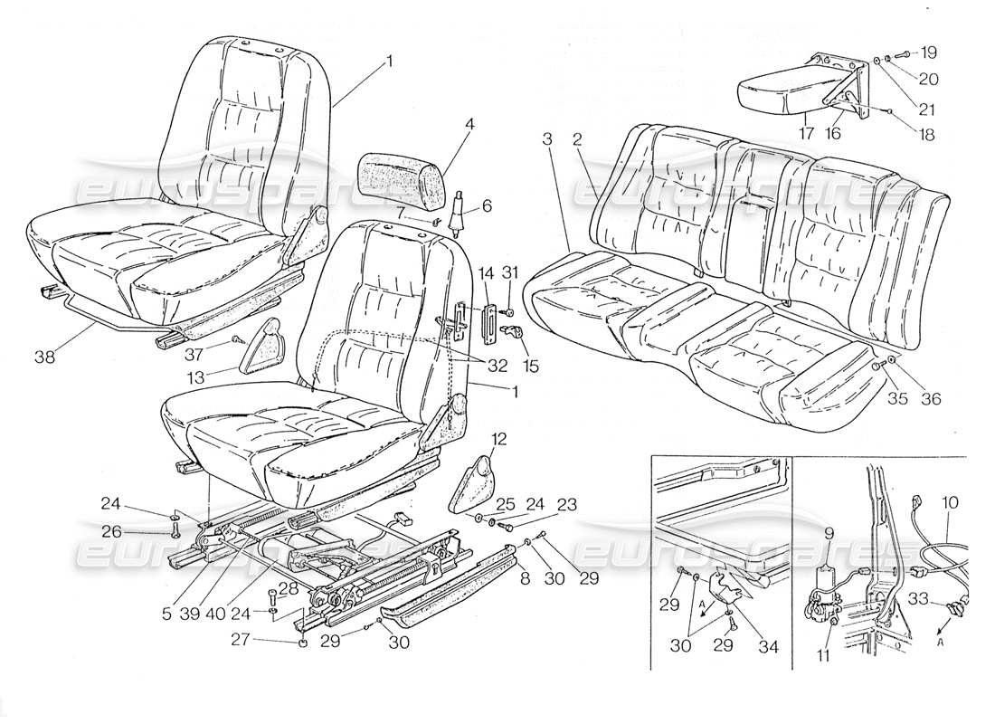 maserati 228 diagrama de piezas del movimiento eléctrico para sellos delanteros y traseros