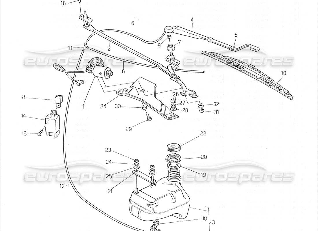 maserati 228 diagrama de pieza del limpiaparabrisas - arandela (dirección derecha)