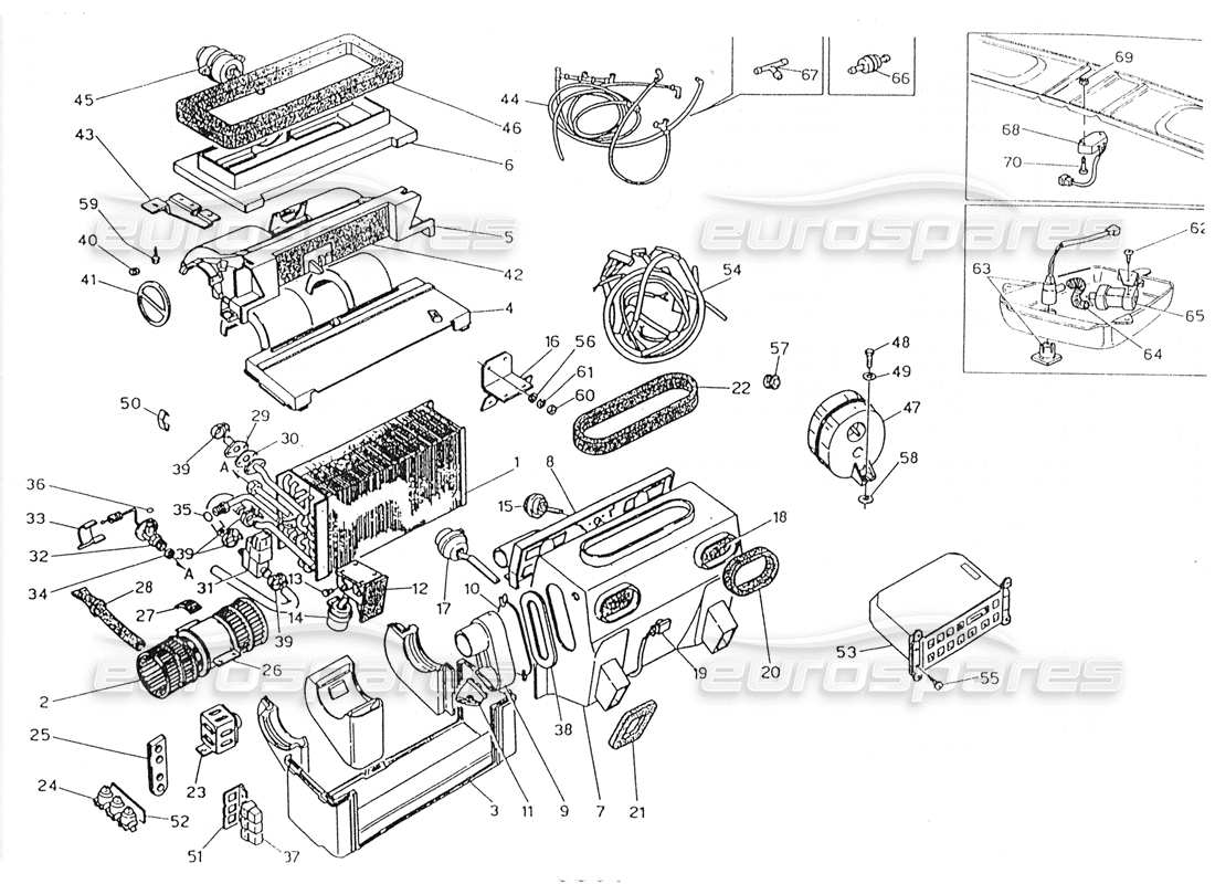 maserati 228 diagrama de piezas del conjunto de aire acondicionado (dirección derecha)