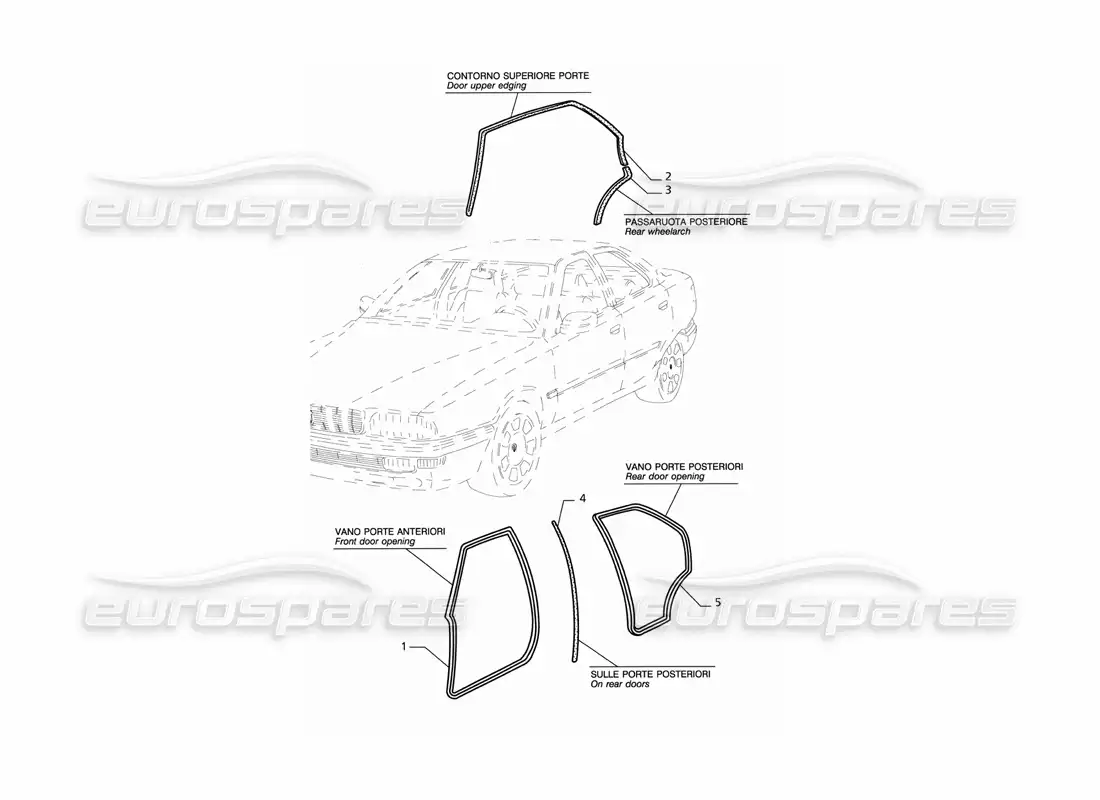 maserati qtp v6 (1996) sellos externos diagrama de piezas