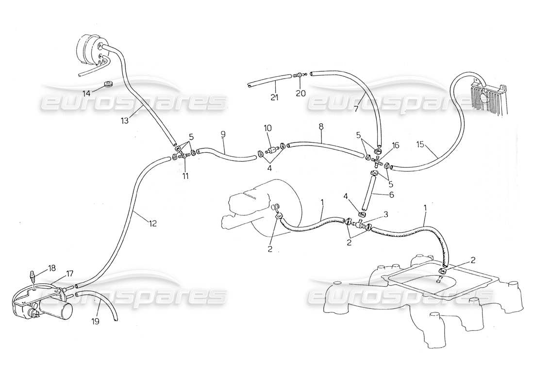 maserati 228 diagrama de piezas del sistema de evaporación (dirección derecha sin sonda lambda)