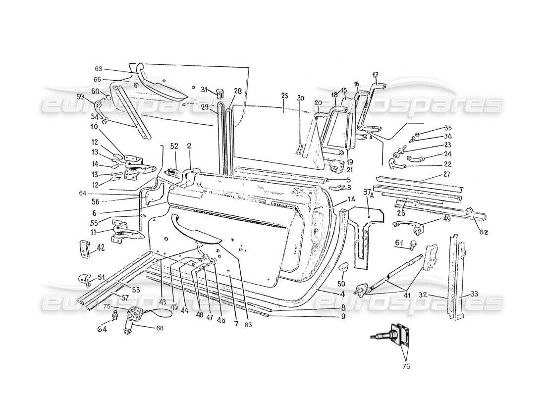 ferrari 275 (pininfarina coachwork) grupo de puertas diagrama de piezas