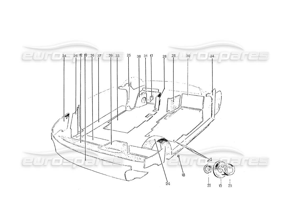 ferrari 275 (pininfarina coachwork) diagrama de piezas de gruppo tappeti e rivestimenti interni vettura
