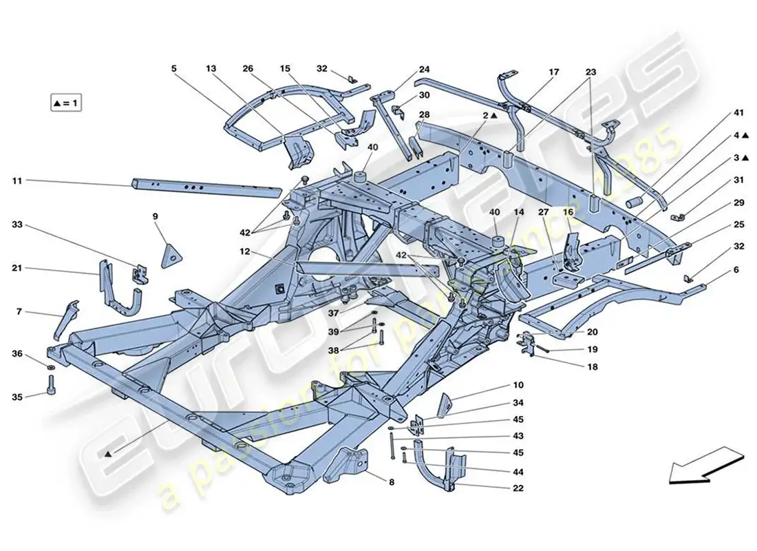 ferrari 488 challenge piezas del chasis diagrama