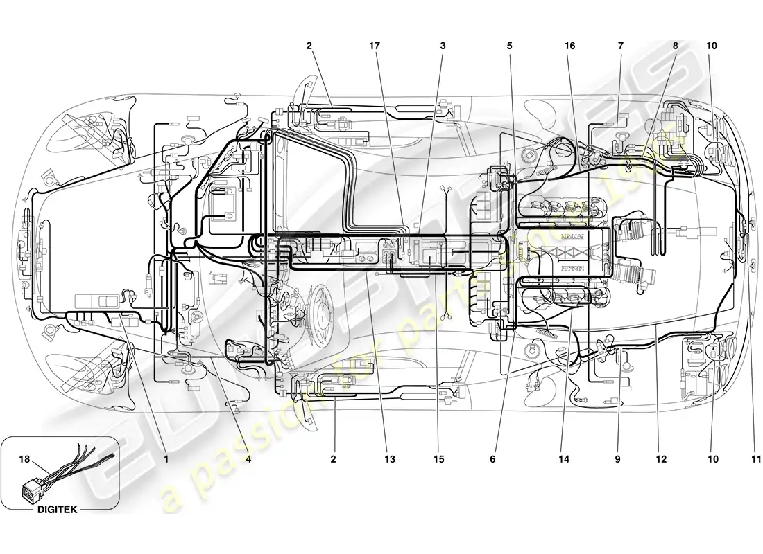 ferrari f430 coupe (rhd) sistema eléctrico diagrama de piezas