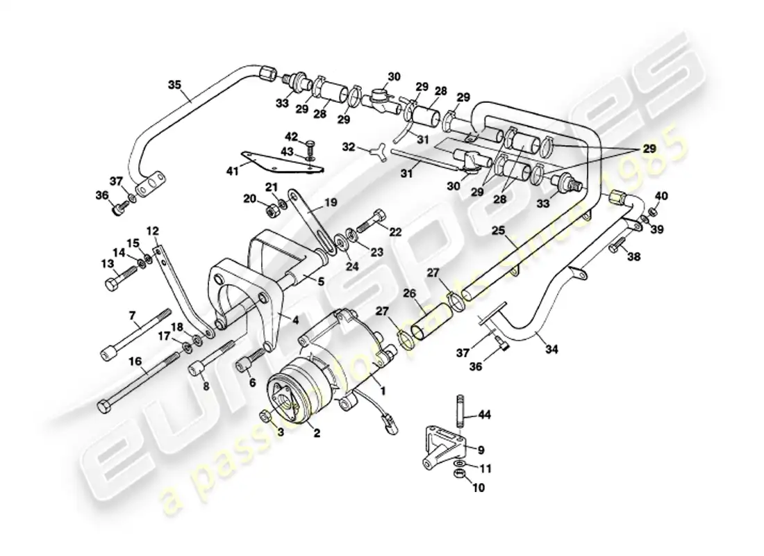 aston martin v8 volante (1997) sistema de inyección de aire secundario diagrama de piezas
