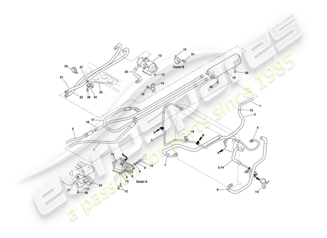 aston martin vanquish (2006) eje de enfriamiento de aceite diagrama de piezas
