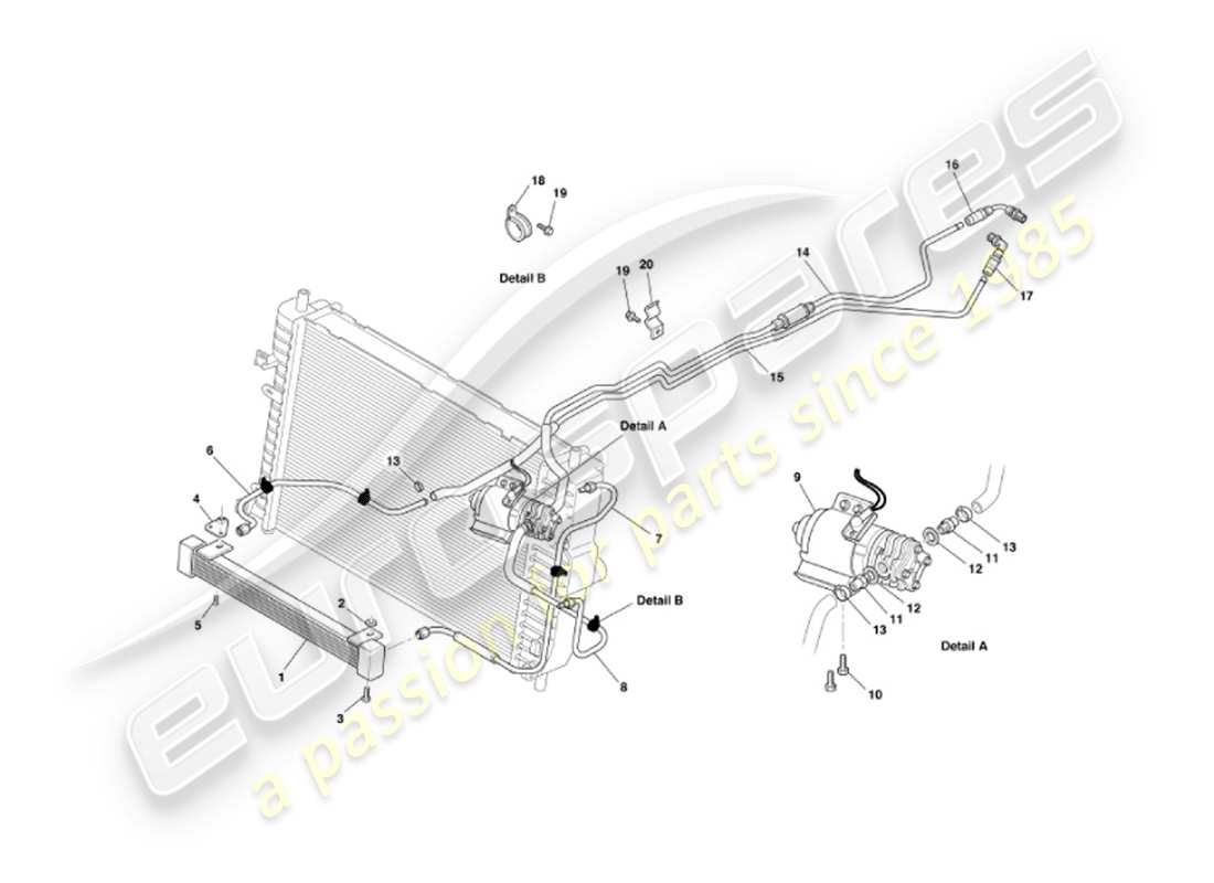 aston martin vanquish (2002) diagrama de piezas de la transmisión de refrigeración de aceite