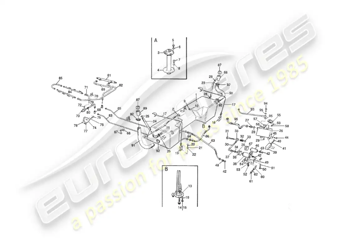 aston martin v8 virage (2000) fuel system diagrama de piezas