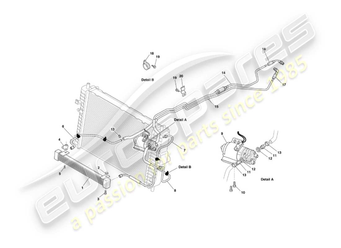 aston martin vanquish (2003) transmisión de refrigeración de aceite diagrama de piezas