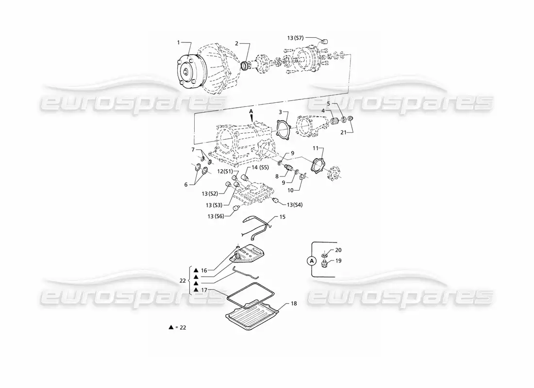 maserati qtp v8 (1998) transmisión automática - piezas internas diagrama de piezas
