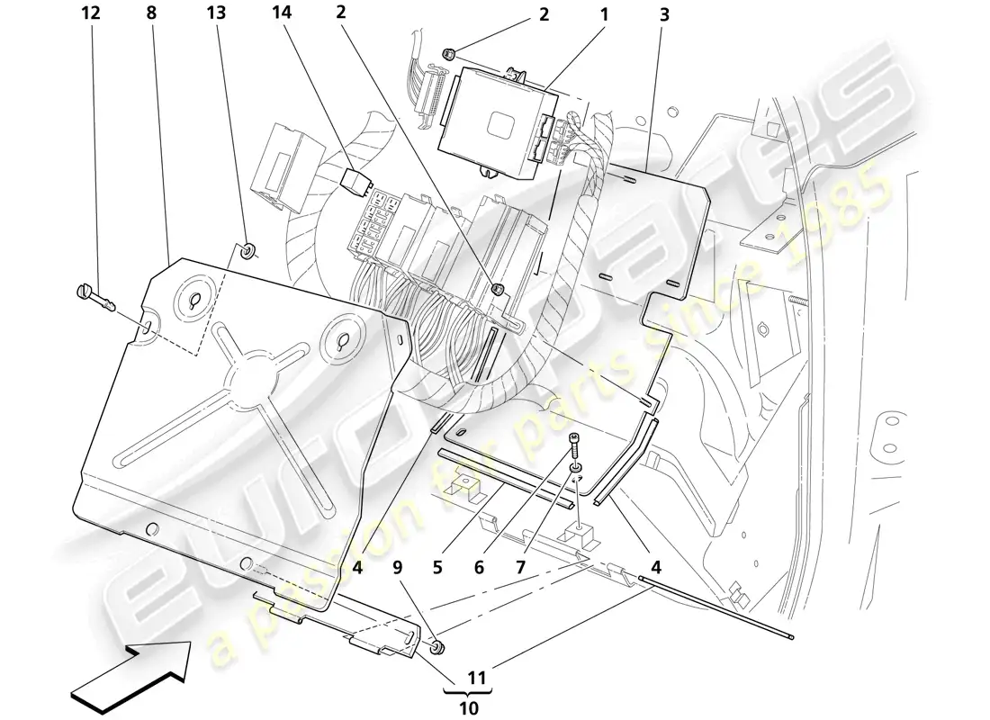 maserati trofeo unidades de control del lado del pasajero diagrama de piezas