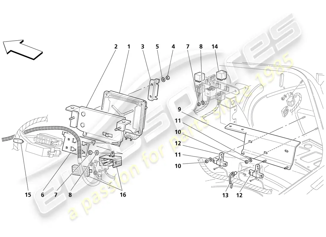 maserati trofeo unidades de control del compartimiento del maletero diagrama de piezas