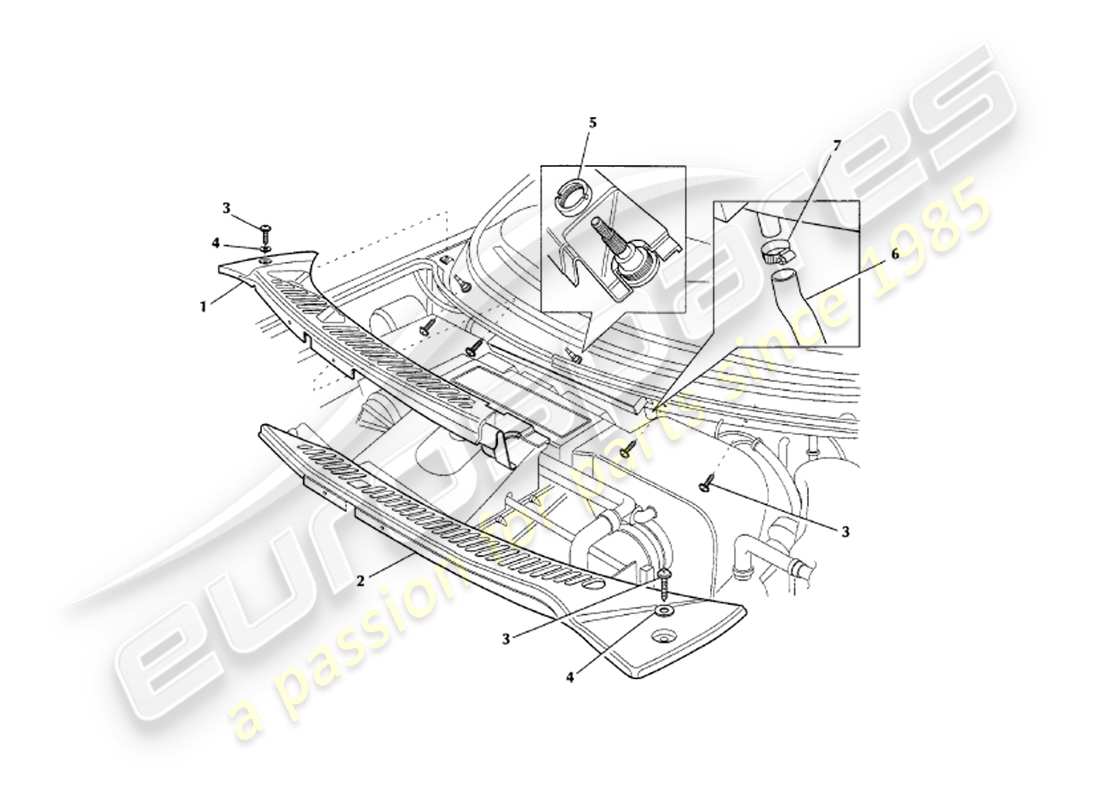 aston martin v8 coupe (1999) diagrama de piezas de accesorios para la carrocería