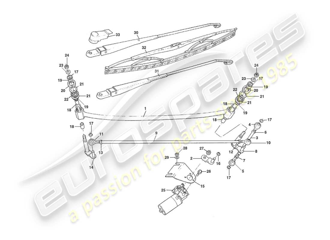 aston martin v8 virage (1999) diagrama de piezas de limpiaparabrisas
