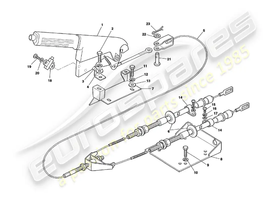 aston martin v8 volante (2000) freno de mano diagrama de piezas