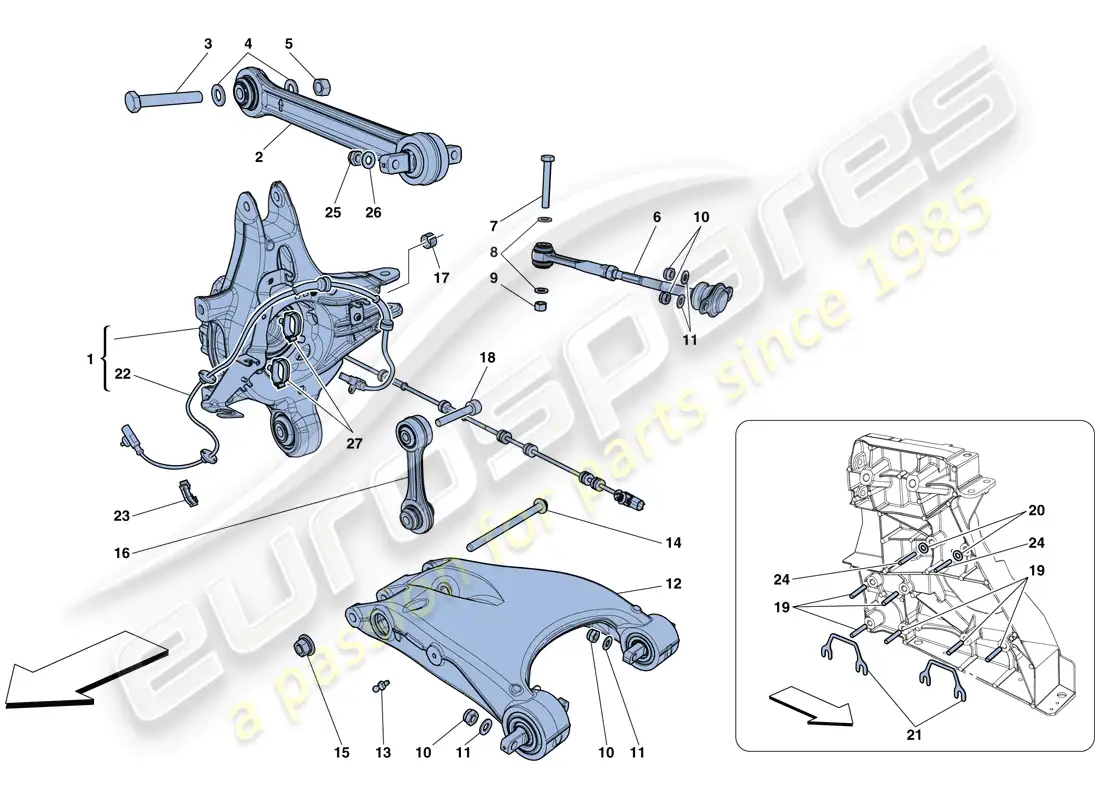 ferrari 458 speciale aperta (europe) suspensión trasera - brazos diagrama de piezas