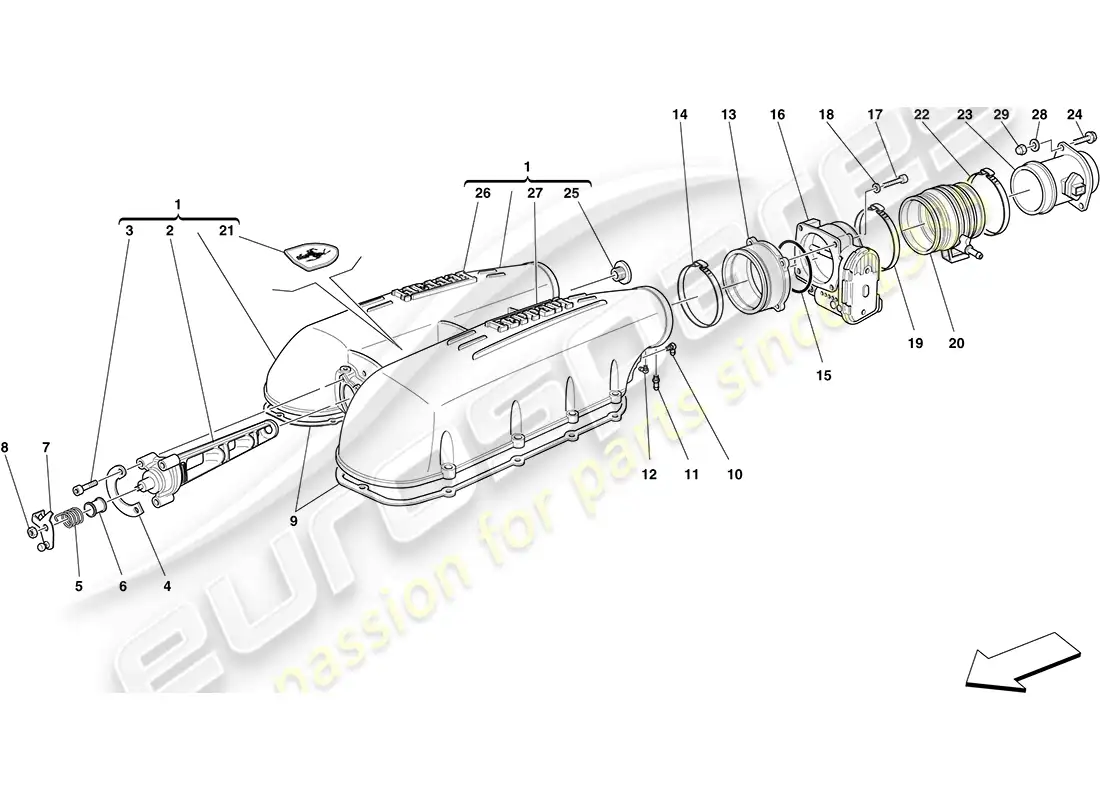 ferrari f430 coupe (usa) tapa del colector de admisión diagrama de piezas