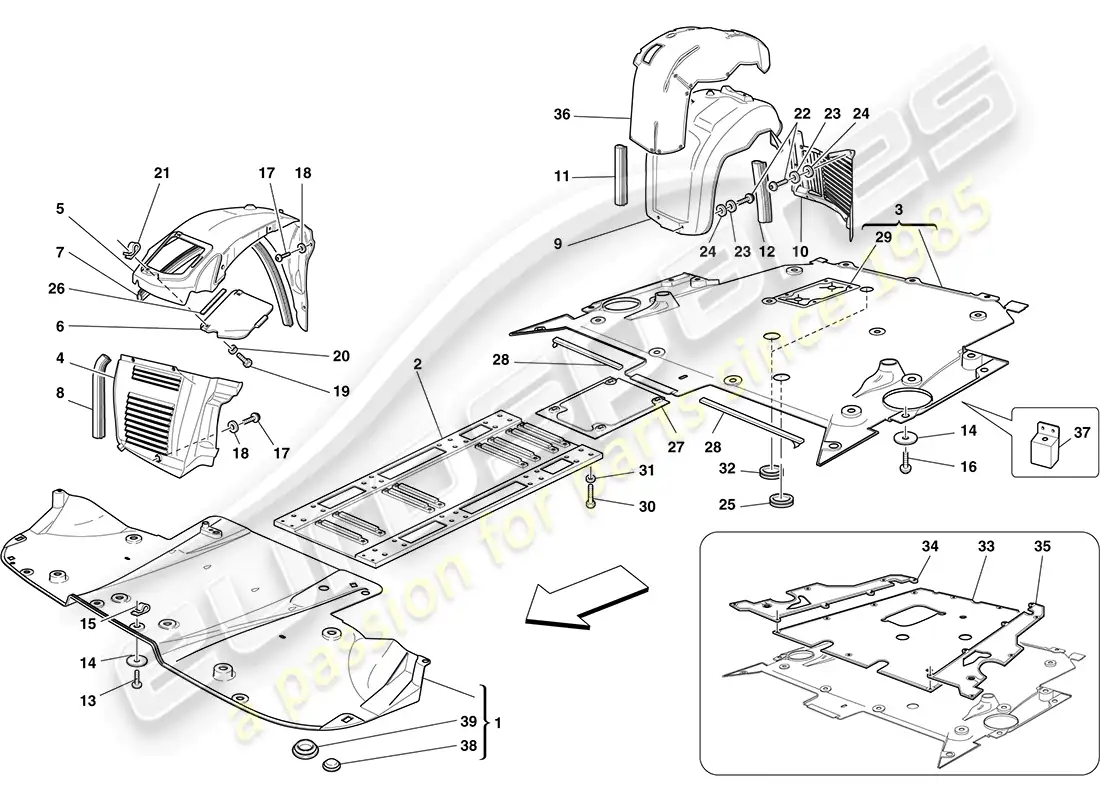 ferrari f430 coupe (europe) plato inferior plano y ruedas diagrama de piezas