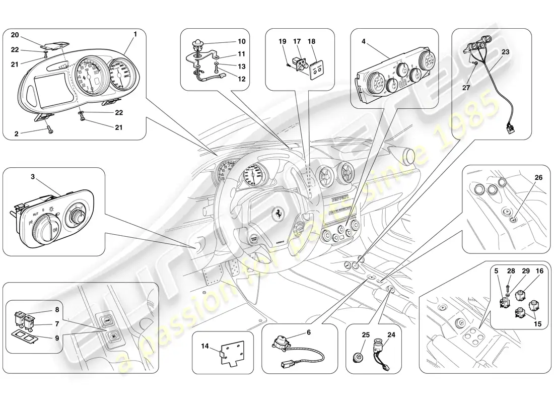 ferrari 599 sa aperta (europe) instrumentación diagrama de piezas