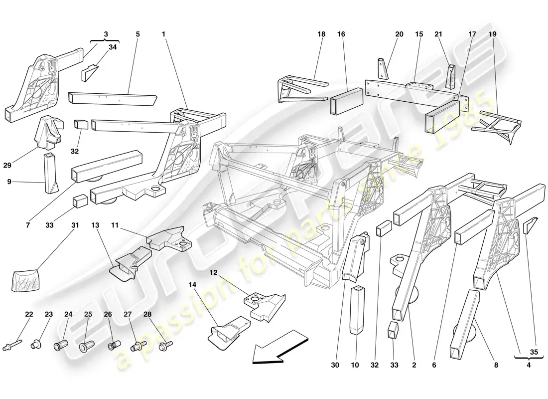 ferrari f430 spider (europe) chasis - subconjuntos de elementos traseros diagrama de piezas