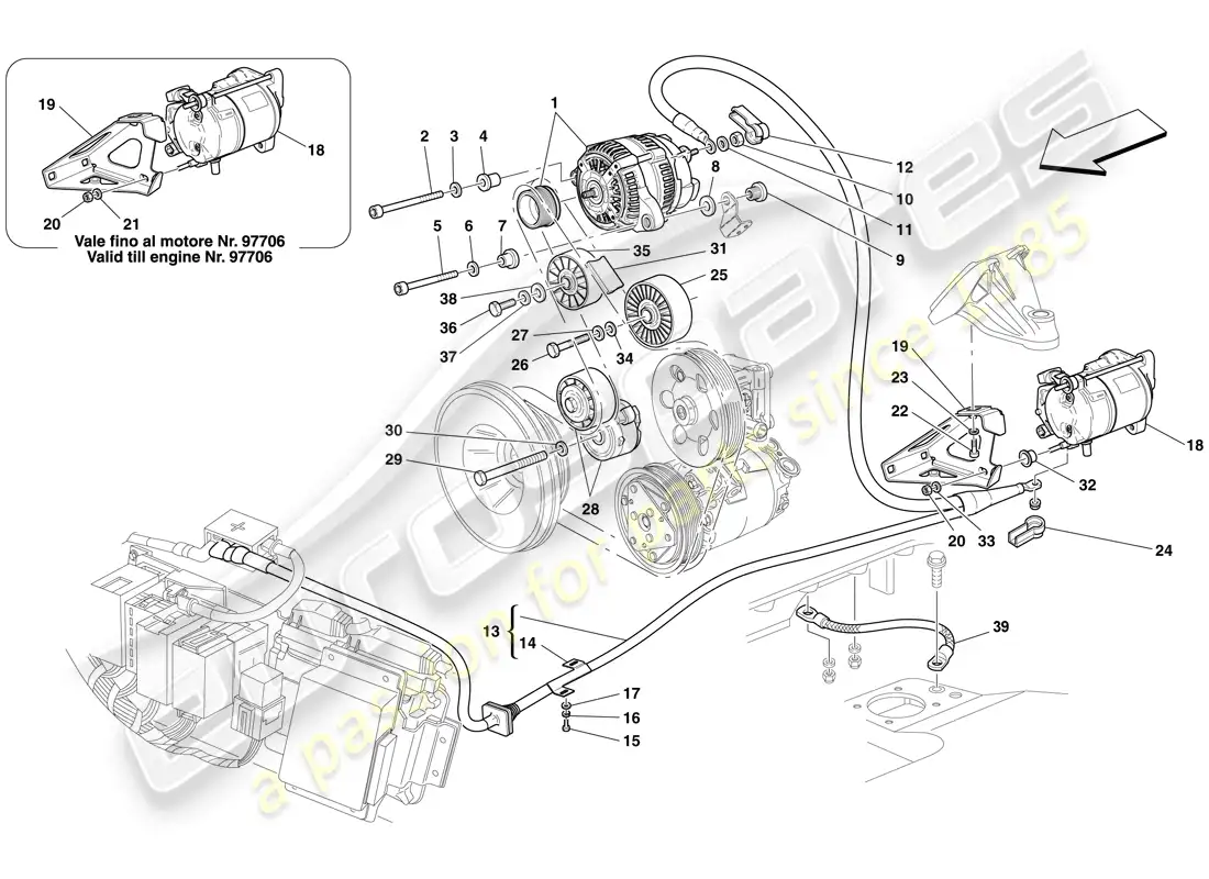 ferrari f430 spider (europe) alternador - motor de arranque diagrama de piezas