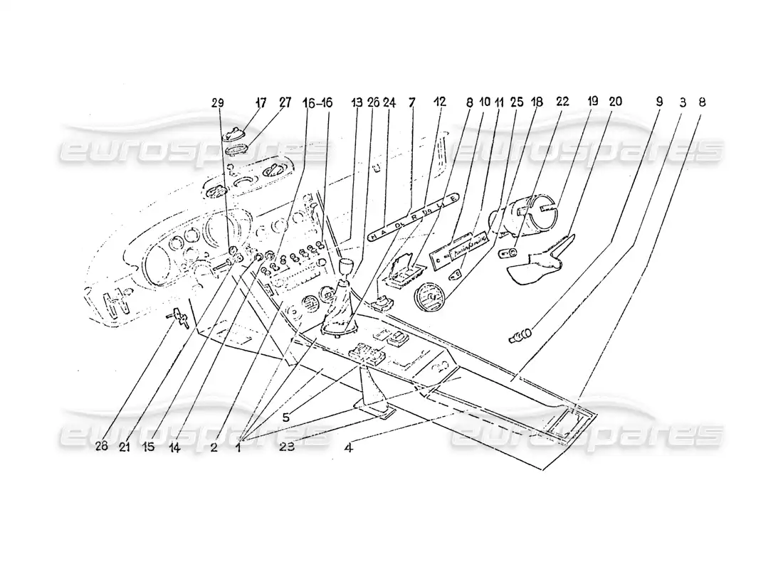 ferrari 365 gt 2+2 (coachwork) interruptores interiores: salidas de aire y molduras diagrama de piezas