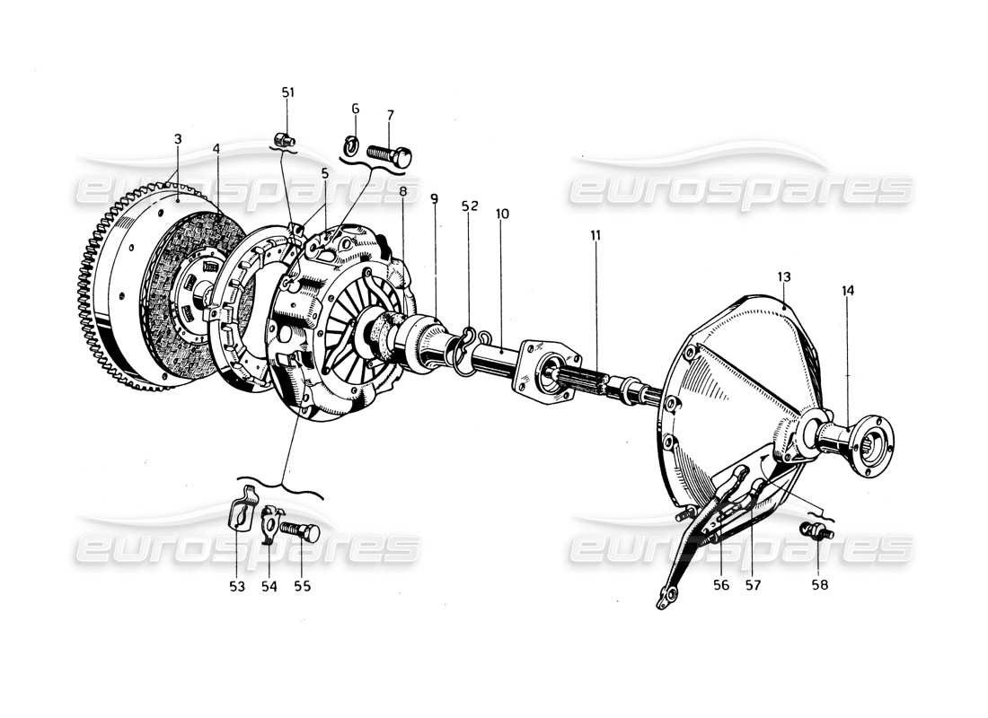 ferrari 275 gtb/gts 2 cam embrague - modelos con volante a la izquierda diagrama de piezas