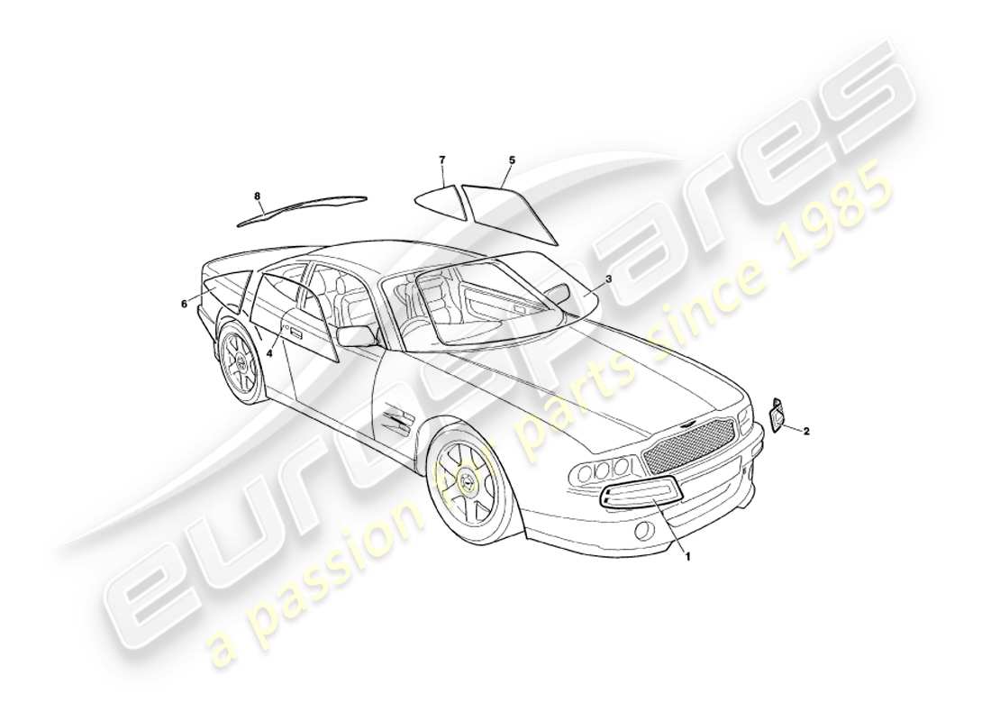 aston martin v8 coupe (2000) vaso diagrama de piezas