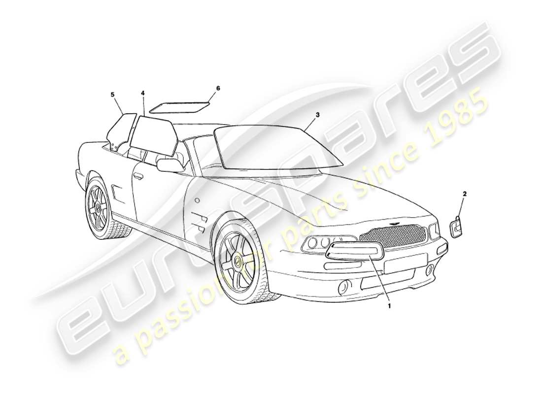 aston martin v8 volante (1997) vaso diagrama de piezas