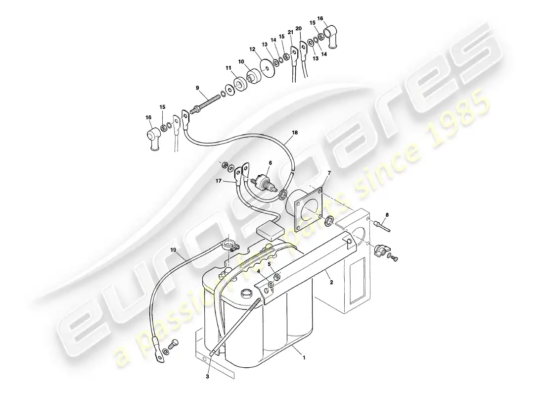 aston martin v8 coupe (2000) batería diagrama de piezas
