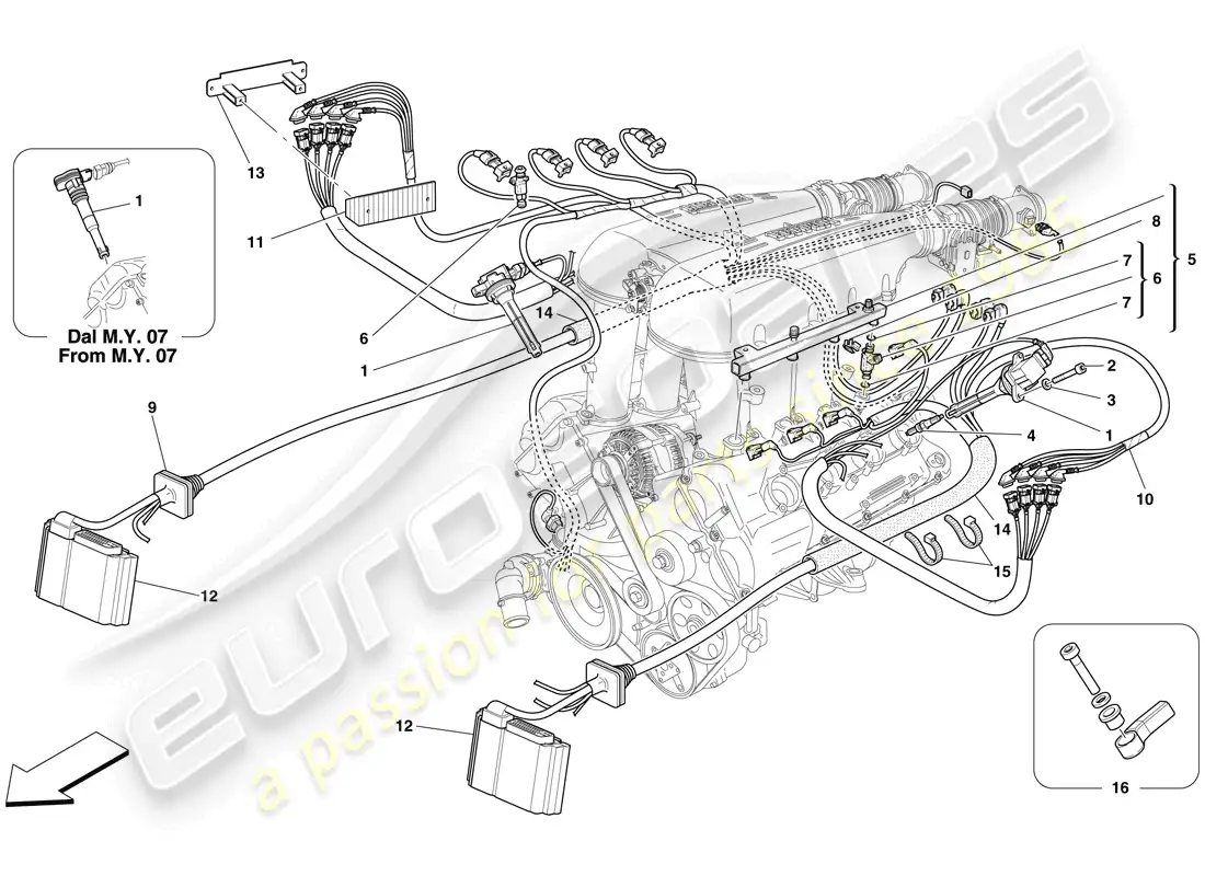 ferrari f430 spider (usa) inyección - sistema de encendido diagrama de piezas