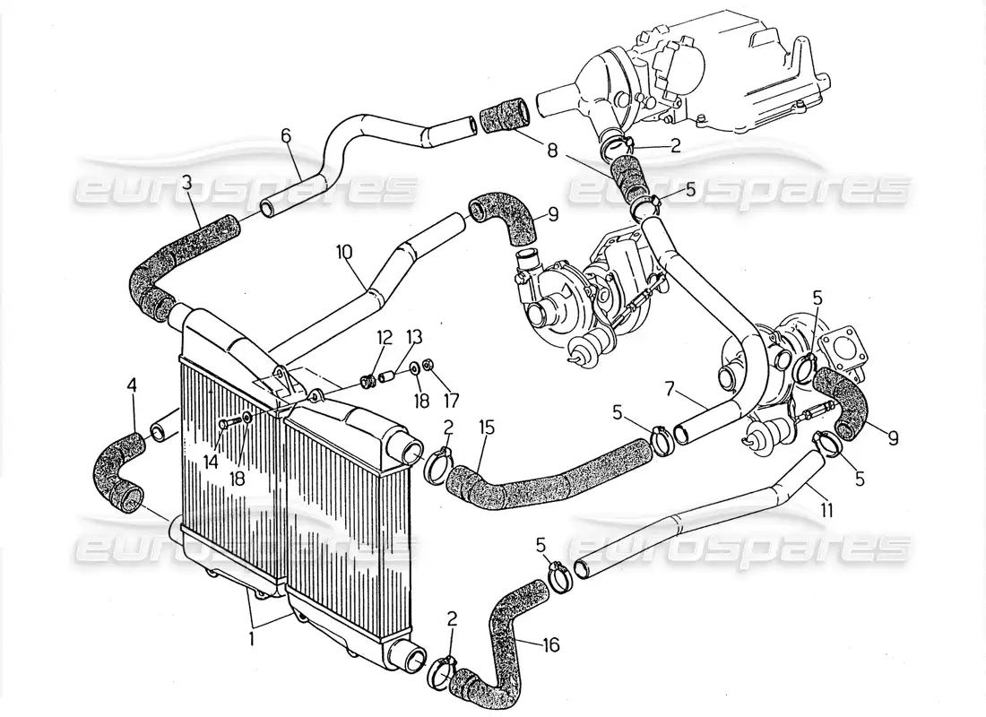 maserati 2.24v intercambiador de calor - tuberías diagrama de piezas