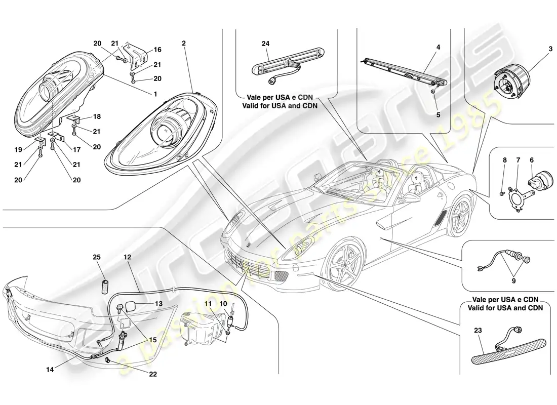 ferrari 599 sa aperta (europe) faros y luces traseras diagrama de piezas