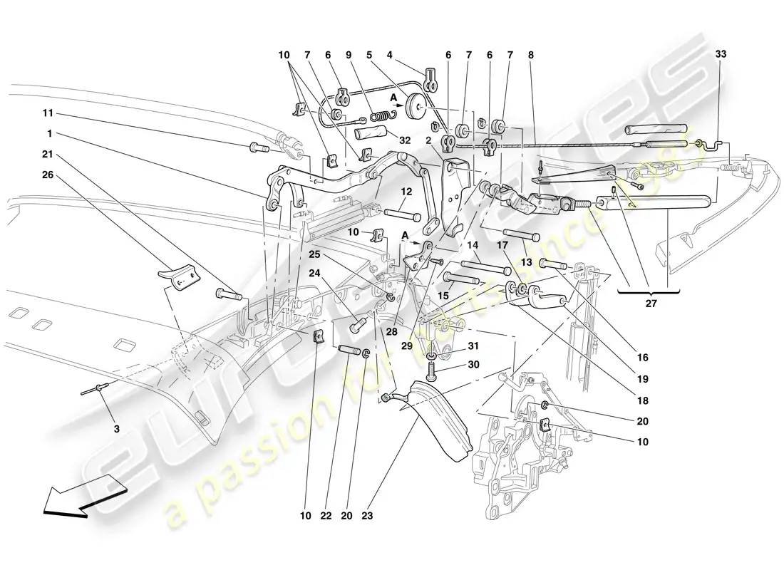 ferrari f430 spider (europe) cinematica del techo - parte superior diagrama de piezas