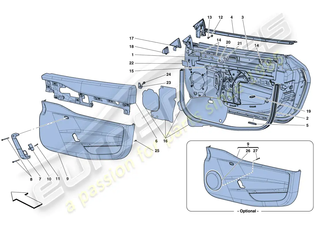 ferrari 458 speciale (europe) puertas - subestructura y acabados diagrama de piezas