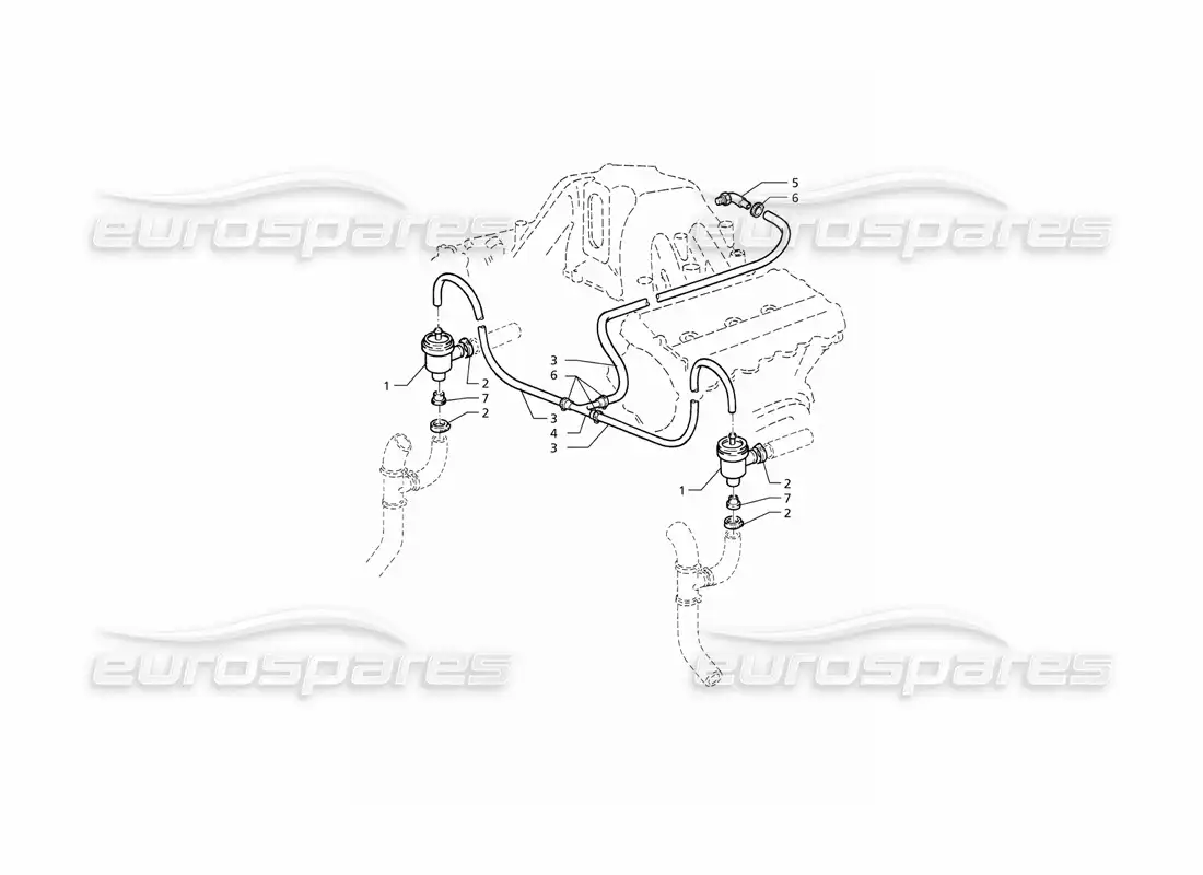 maserati qtp v6 (1996) sistema de válvula pop-off diagrama de piezas