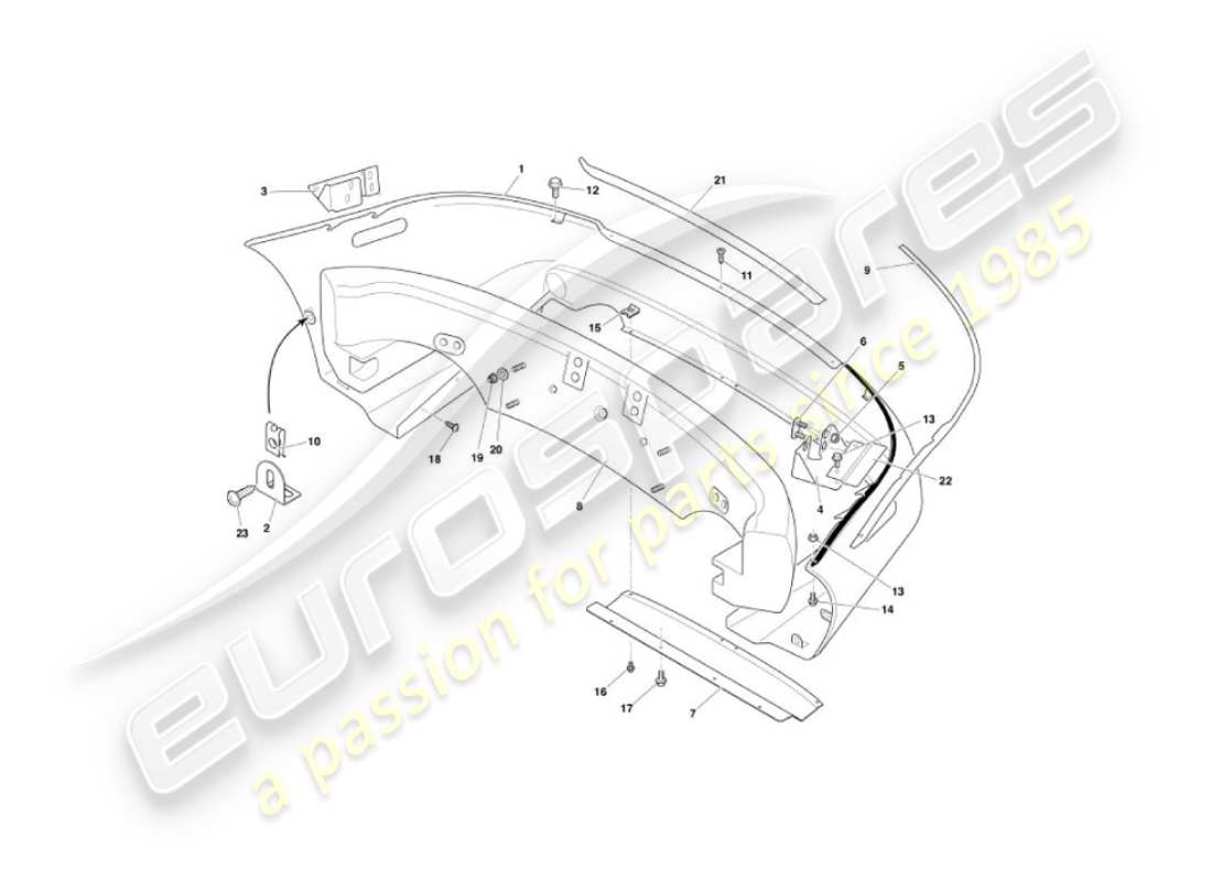 aston martin vanquish (2005) parachoques trasero diagrama de piezas
