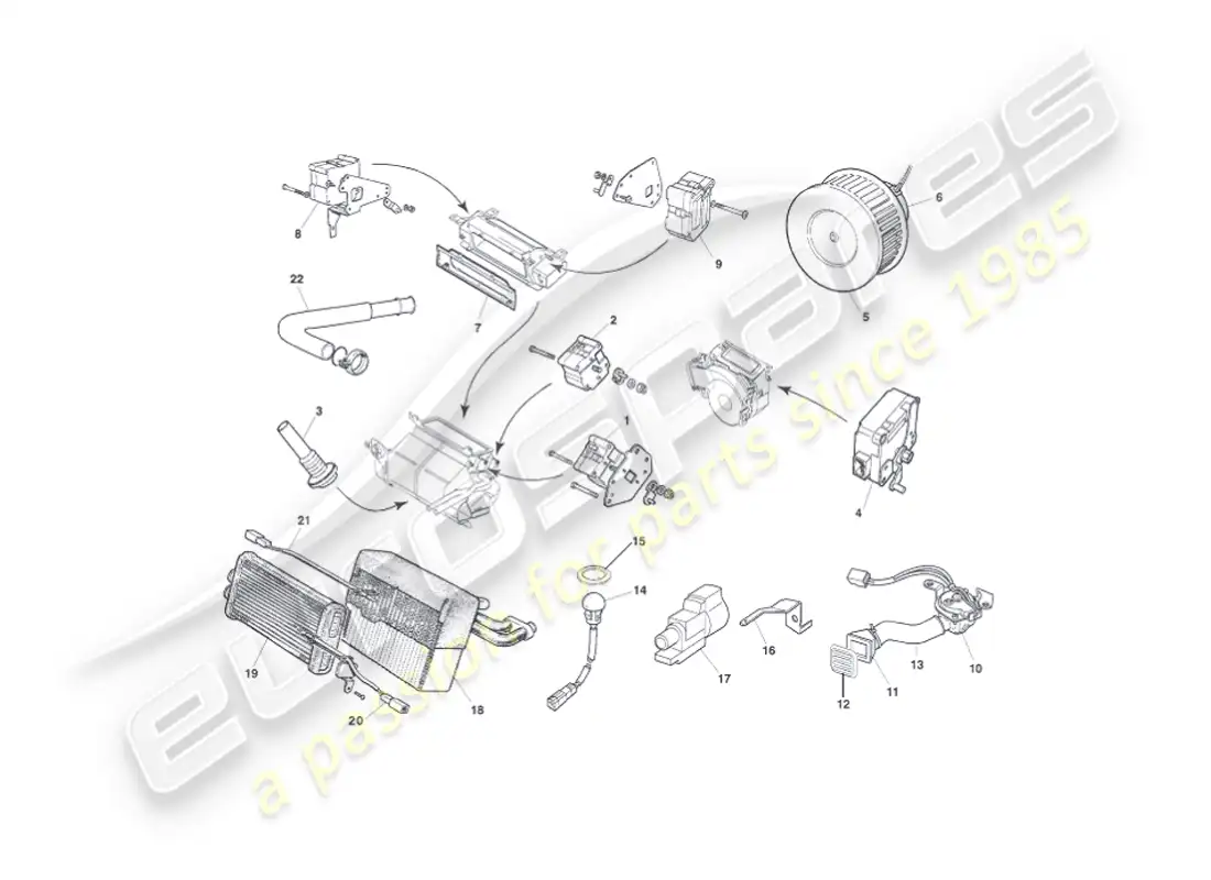 aston martin vanquish (2005) módulos de control diagrama de piezas