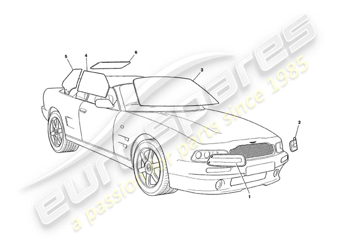 aston martin v8 volante (1999) vaso diagrama de piezas