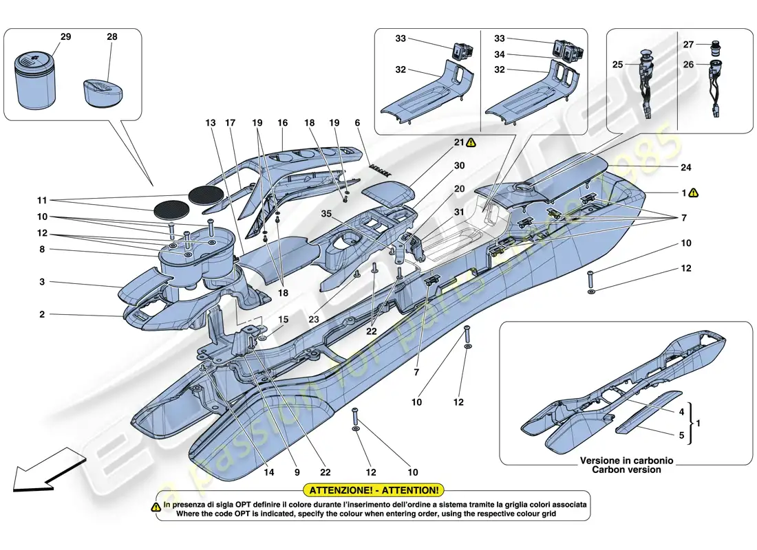 ferrari 488 gtb (europe) túnel - subestructura y accesorios diagrama de piezas