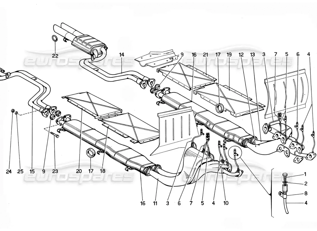 ferrari 365 gtc4 (mechanical) escape de ee. uu. - revisión diagrama de piezas