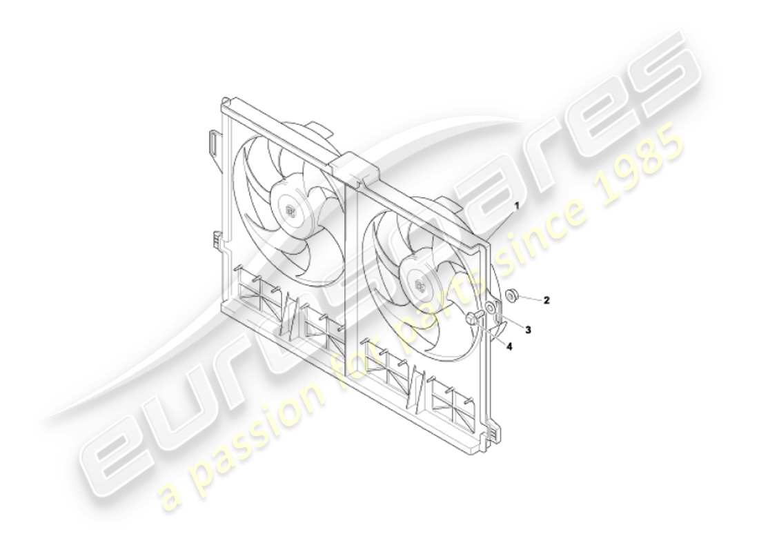 aston martin vanquish (2005) cubierta del ventilador de refrigeración diagrama de piezas