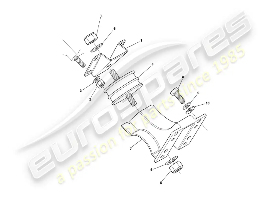 aston martin v8 volante (1998) soportes del motor diagrama de piezas
