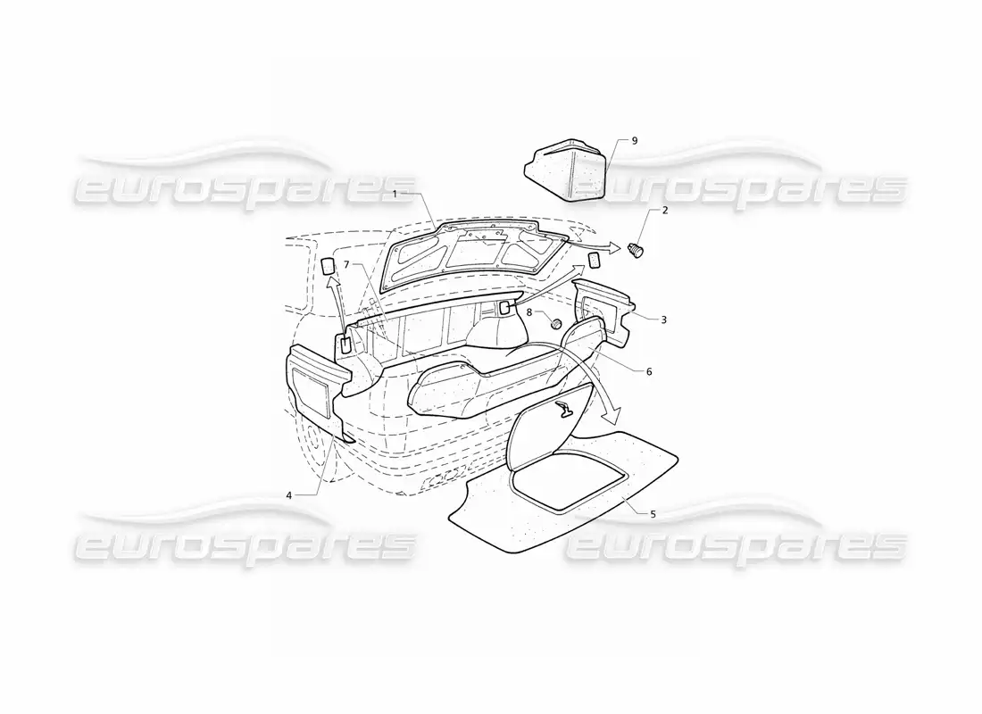 maserati qtp v8 (1998) bota: alfombras diagrama de piezas